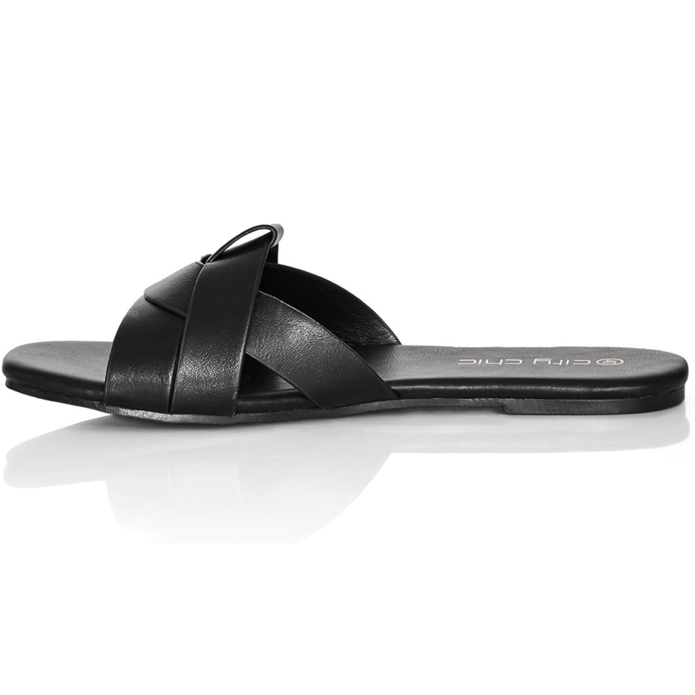City Chic Women's Black Slide Sandals